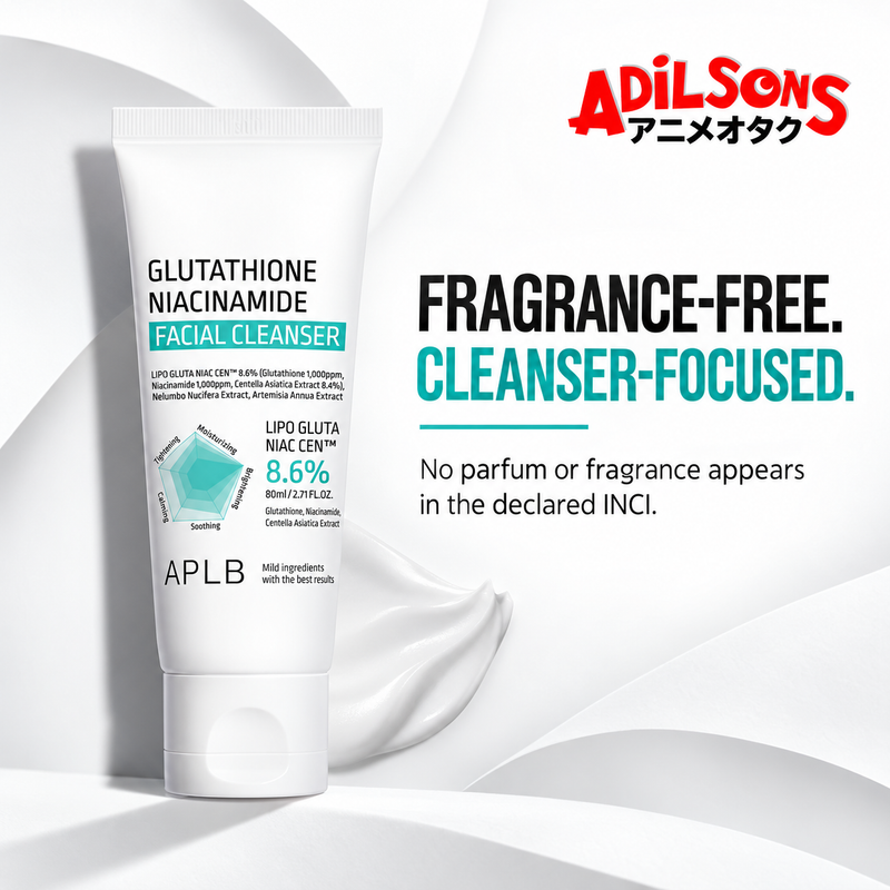 APLB Glutathione Niacinamide Facial Cleanser 80ml ad: FRAGRANCE-FREE. CLEANSER-FOCUSED.
