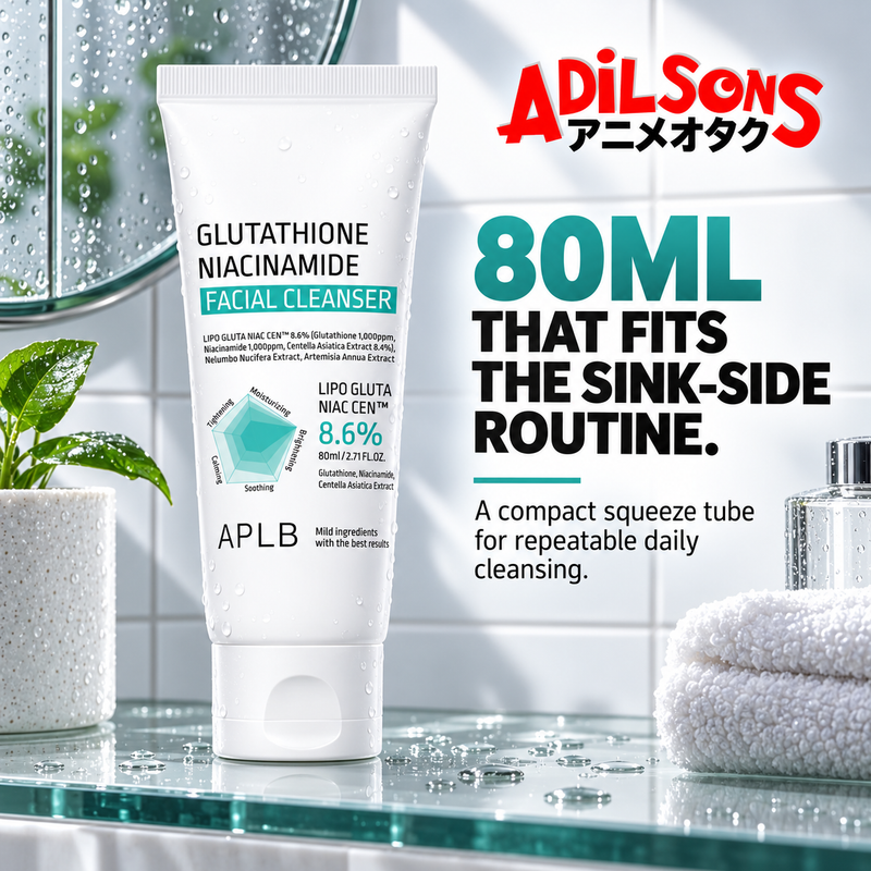 APLB Glutathione Niacinamide Facial Cleanser 80ml ad: 80ML THAT FITS THE SINK-SIDE ROUTINE.