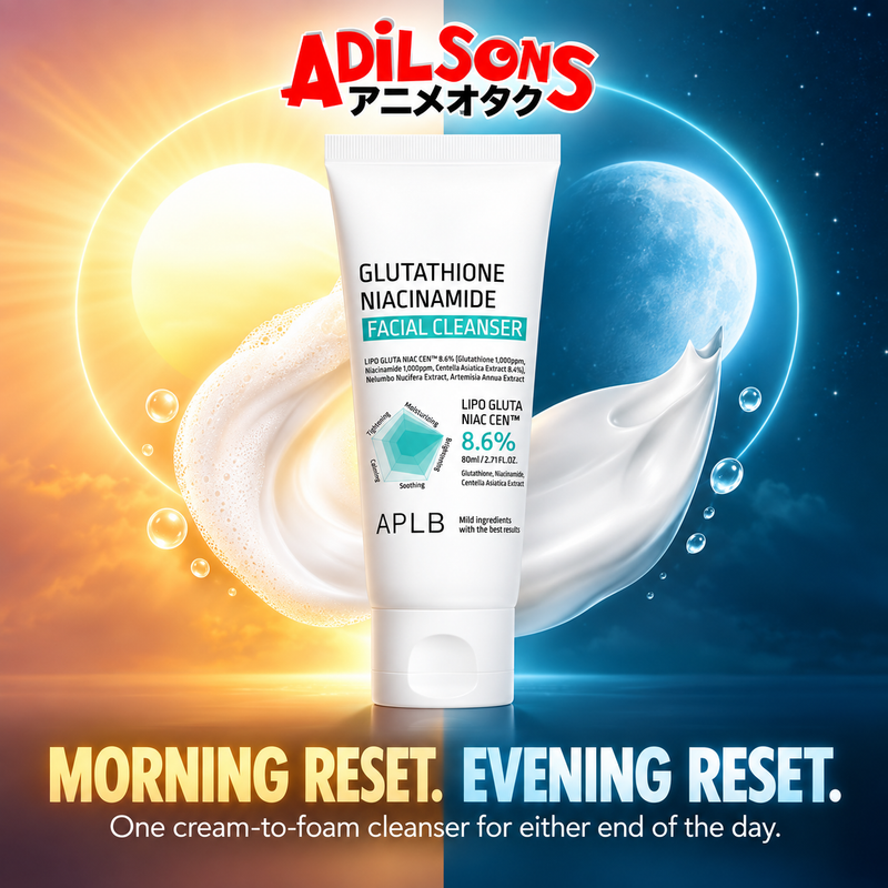 APLB Glutathione Niacinamide Facial Cleanser 80ml ad: MORNING RESET. EVENING RESET.