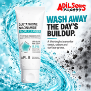 APLB Glutathione Niacinamide Facial Cleanser 80ml ad: WASH AWAY THE DAY’S BUILDUP.