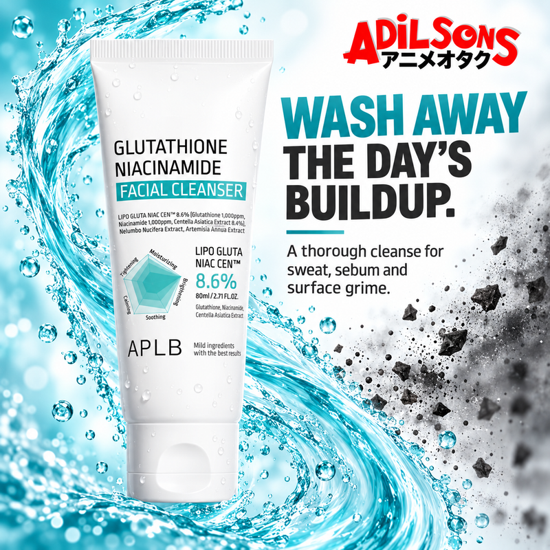 APLB Glutathione Niacinamide Facial Cleanser 80ml ad: WASH AWAY THE DAY’S BUILDUP.