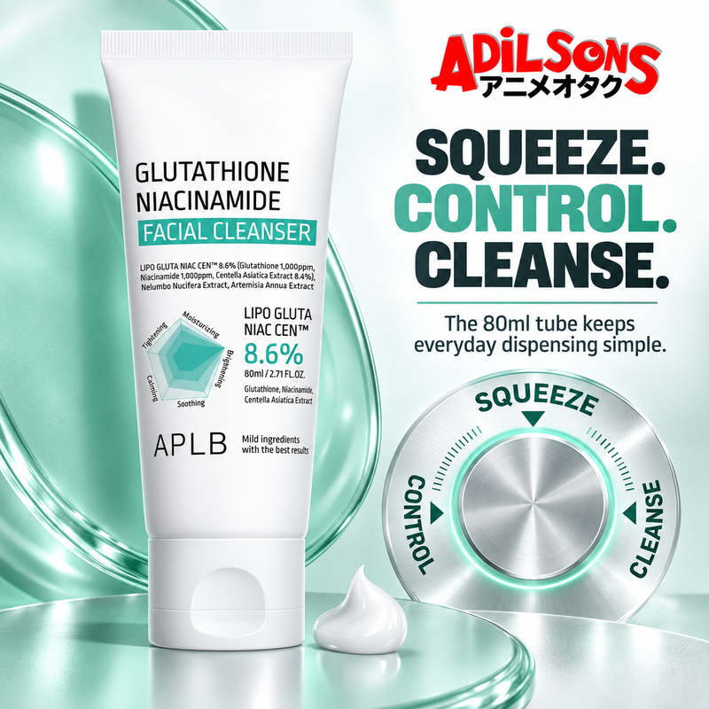 APLB Glutathione Niacinamide Facial Cleanser 80ml ad: SQUEEZE. CONTROL. CLEANSE.
