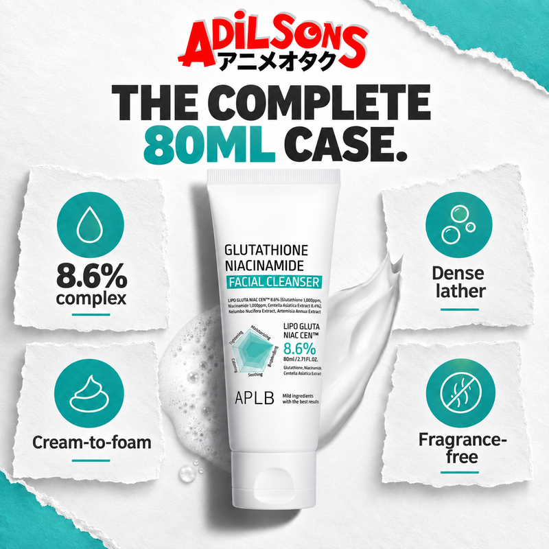 APLB Glutathione Niacinamide Facial Cleanser 80ml ad: THE COMPLETE 80ML CASE.