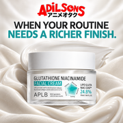 Adilsons creative for APLB Glutathione Niacinamide Facial Cream 55ml — WHEN YOUR ROUTINE NEEDS A RICHER FINISH.