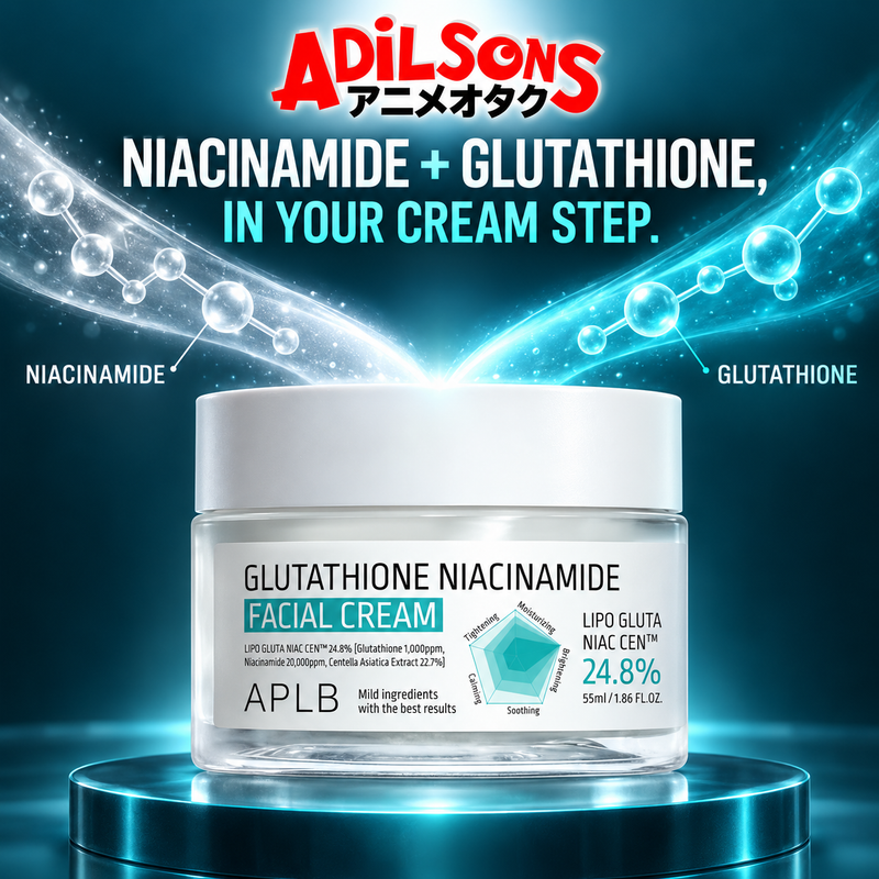 Adilsons creative for APLB Glutathione Niacinamide Facial Cream 55ml — NIACINAMIDE + GLUTATHIONE, IN YOUR CREAM STEP.