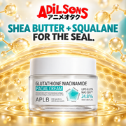 Adilsons creative for APLB Glutathione Niacinamide Facial Cream 55ml — SHEA BUTTER + SQUALANE FOR THE SEAL.