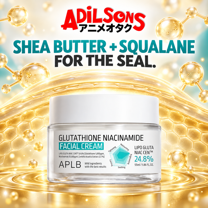 Adilsons creative for APLB Glutathione Niacinamide Facial Cream 55ml — SHEA BUTTER + SQUALANE FOR THE SEAL.