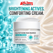 Adilsons creative for APLB Glutathione Niacinamide Facial Cream 55ml — BRIGHTENING ACTIVES. COMFORTING CREAM.