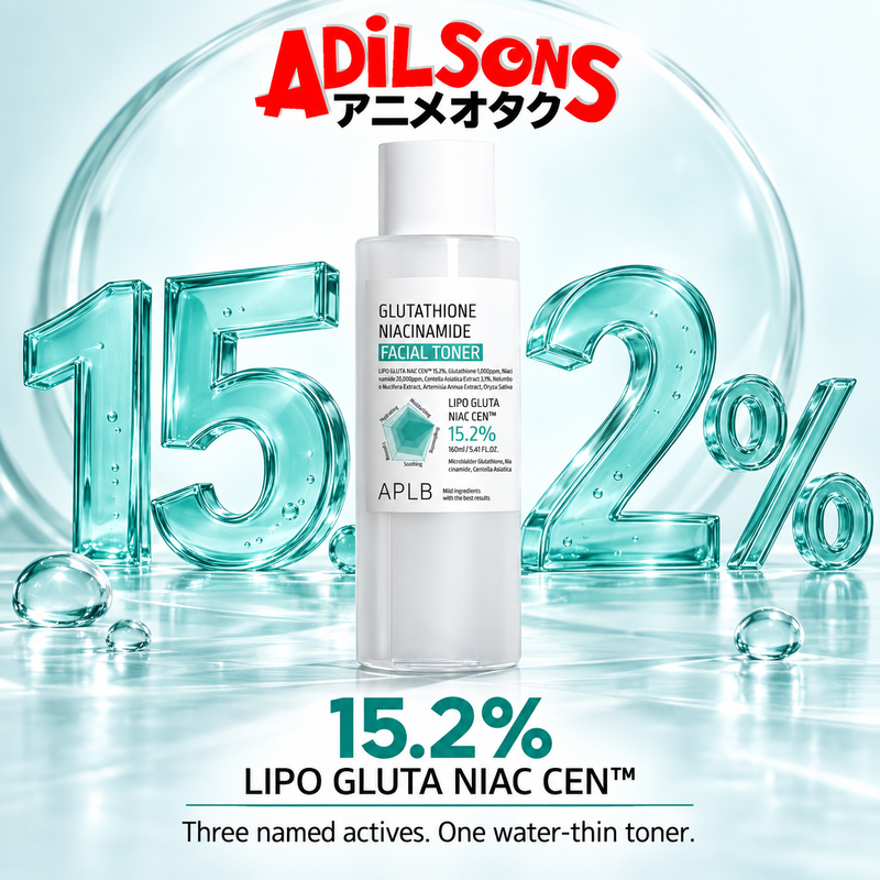 Adilsons Beauty APLB Glutathione Niacinamide Facial Toner 160ml ad: 15.2% LIPO GLUTA NIAC CEN™ / Three named actives. One water-thin toner.