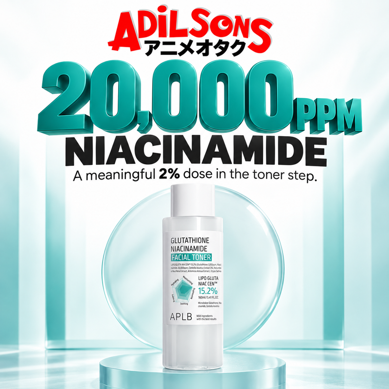 Adilsons Beauty APLB Glutathione Niacinamide Facial Toner 160ml ad: 20,000PPM NIACINAMIDE / A meaningful 2% dose in the toner step.