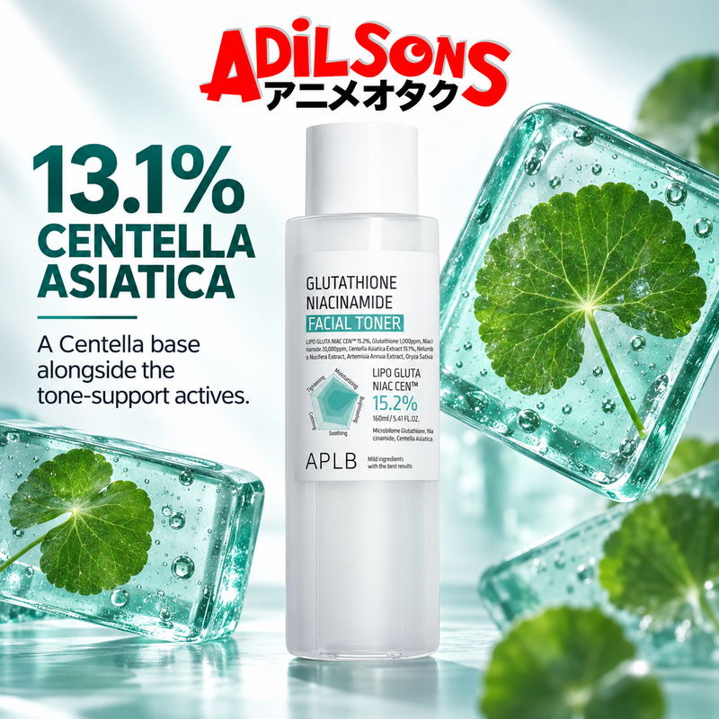 Adilsons Beauty APLB Glutathione Niacinamide Facial Toner 160ml ad: 13.1% CENTELLA ASIATICA / A Centella base alongside the tone-support actives.