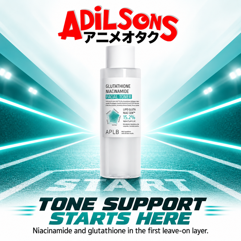 Adilsons Beauty APLB Glutathione Niacinamide Facial Toner 160ml ad: TONE SUPPORT STARTS HERE / Niacinamide and glutathione in the first leave-on layer.