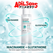 Adilsons Beauty APLB Glutathione Niacinamide Facial Toner 160ml ad: NIACINAMIDE + GLUTATHIONE / Two tone-support actives in one measured formula.
