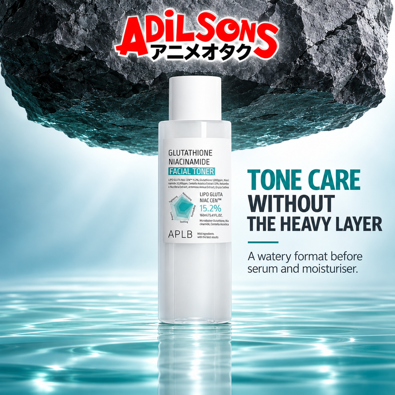 Adilsons Beauty APLB Glutathione Niacinamide Facial Toner 160ml ad: TONE CARE WITHOUT THE HEAVY LAYER / A watery format before serum and moisturiser.