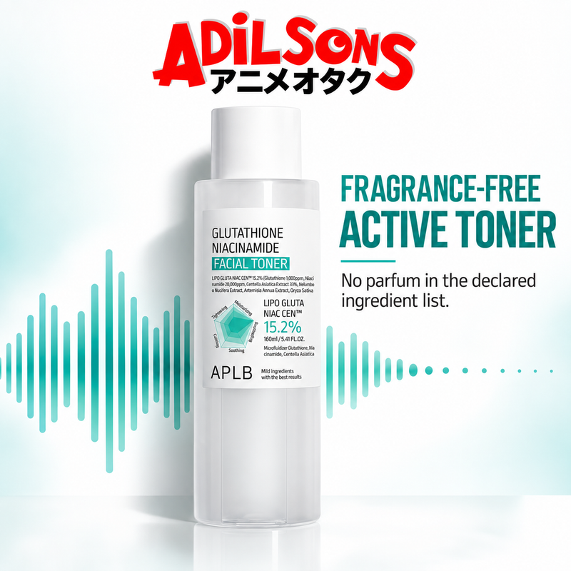 Adilsons Beauty APLB Glutathione Niacinamide Facial Toner 160ml ad: FRAGRANCE-FREE ACTIVE TONER / No parfum in the declared ingredient list.