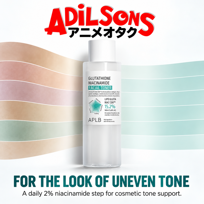 Adilsons Beauty APLB Glutathione Niacinamide Facial Toner 160ml ad: FOR THE LOOK OF UNEVEN TONE / A daily 2% niacinamide step for cosmetic tone support.