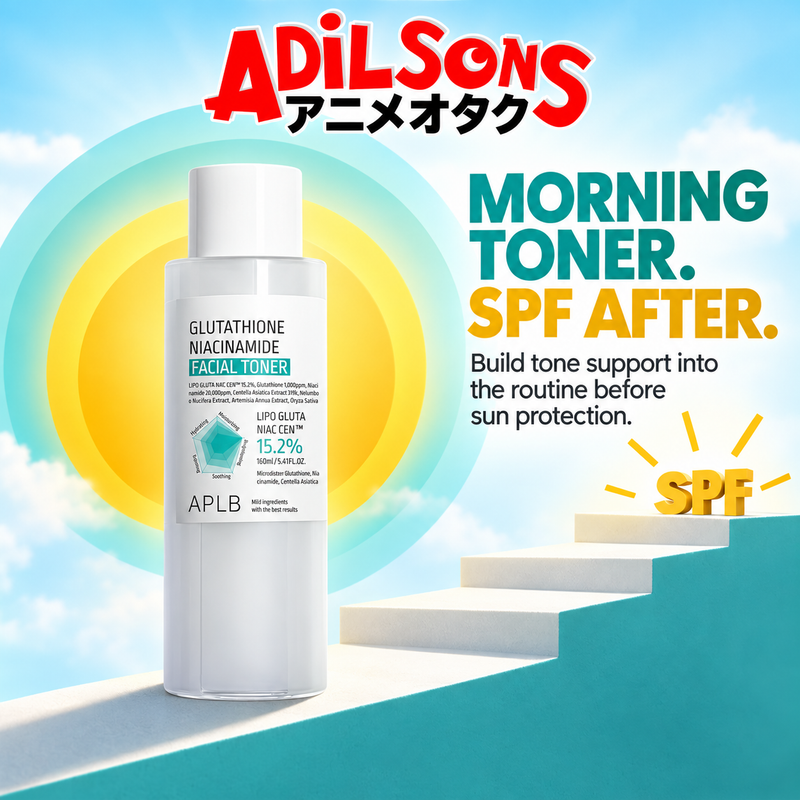 Adilsons Beauty APLB Glutathione Niacinamide Facial Toner 160ml ad: MORNING TONER. SPF AFTER. / Build tone support into the routine before sun protection.