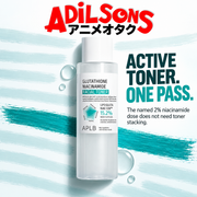Adilsons Beauty APLB Glutathione Niacinamide Facial Toner 160ml ad: ACTIVE TONER. ONE PASS. / The named 2% niacinamide dose does not need toner stacking.