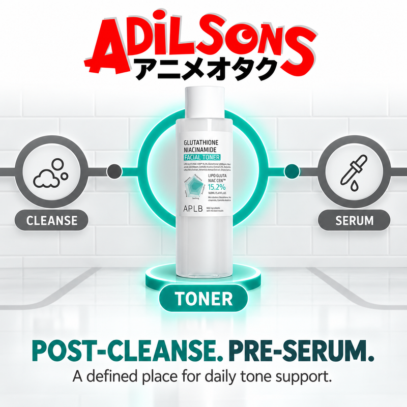 Adilsons Beauty APLB Glutathione Niacinamide Facial Toner 160ml ad: POST-CLEANSE. PRE-SERUM. / A defined place for daily tone support.