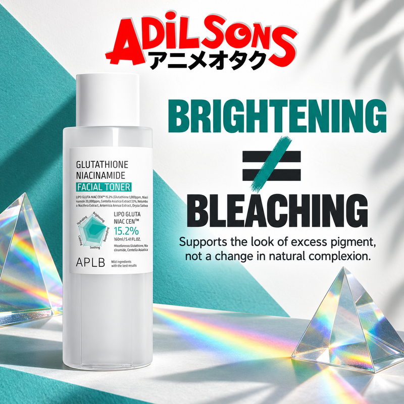Adilsons Beauty APLB Glutathione Niacinamide Facial Toner 160ml ad: BRIGHTENING ≠ BLEACHING / Supports the look of excess pigment, not a change in natural complexion.