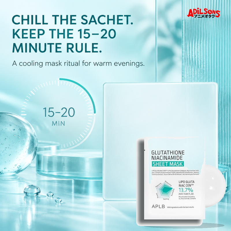 APLB Glutathione Niacinamide Sheet Mask 25ml ad — Cooling ritual