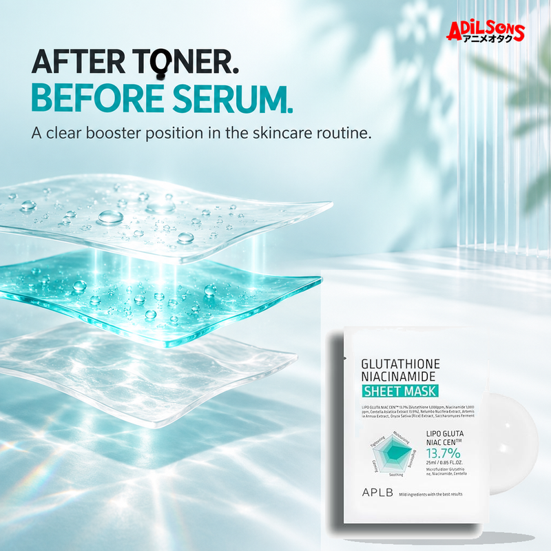 APLB Glutathione Niacinamide Sheet Mask 25ml ad — Routine placement