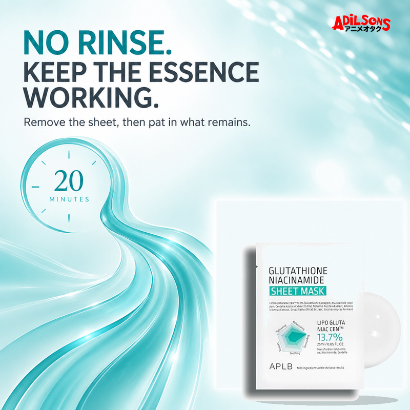 APLB Glutathione Niacinamide Sheet Mask 25ml ad — No-rinse convenience
