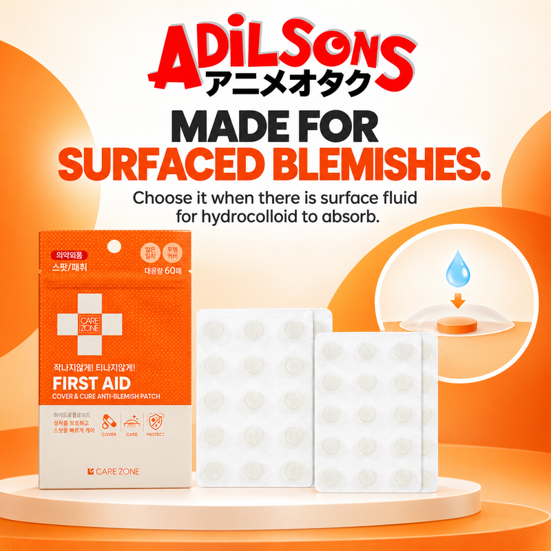 CARE ZONE Cover & Cure Anti-Blemish Patch 60EA ad: MADE FOR SURFACED BLEMISHES.