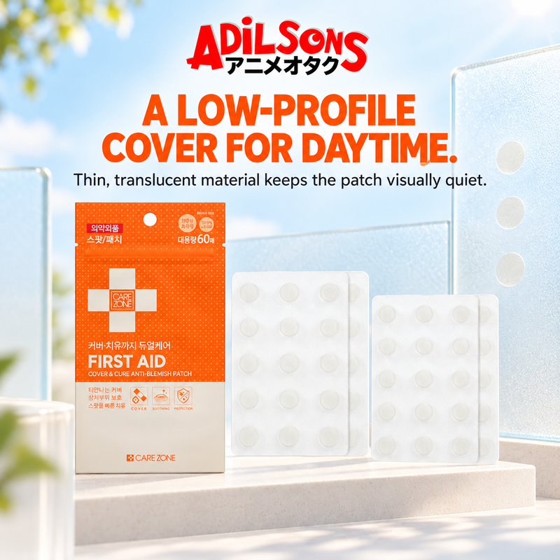 CARE ZONE Cover & Cure Anti-Blemish Patch 60EA ad: A LOW-PROFILE COVER FOR DAYTIME.
