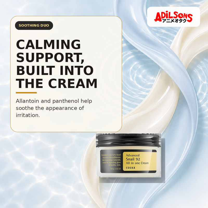 COSRX Advanced Snail 92 All In One Cream 100g ad — Allantoin and panthenol soothing support