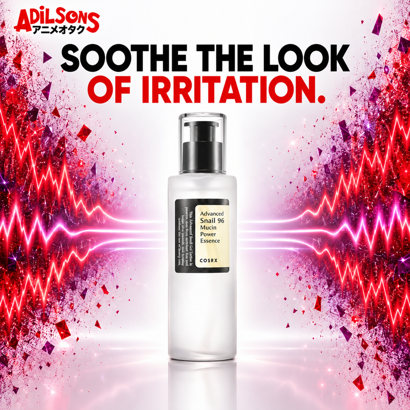 Adilsons creative for COSRX Advanced Snail 96 Mucin Power Essence 100ml — SOOTHE THE LOOK OF IRRITATION.