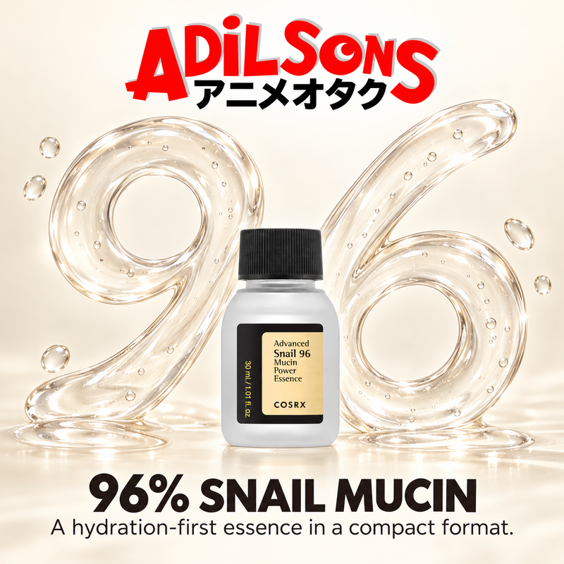 Adilsons Beauty COSRX Advanced Snail 96 Mucin Power Essence 30ml ad: 96% SNAIL MUCIN / A hydration-first essence in a compact format.
