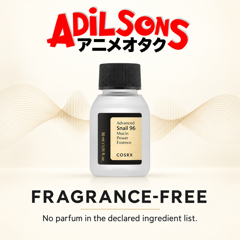 Adilsons Beauty COSRX Advanced Snail 96 Mucin Power Essence 30ml ad: FRAGRANCE-FREE / No parfum in the declared ingredient list.
