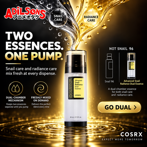 Adilsons creative for COSRX Advanced Snail Radiance Dual Essence 80ml — TWO ESSENCES. ONE PUMP.