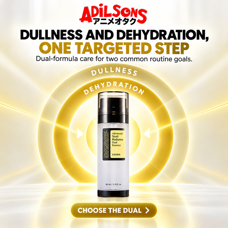 Adilsons creative for COSRX Advanced Snail Radiance Dual Essence 80ml — DULLNESS AND DEHYDRATION, ONE TARGETED STEP