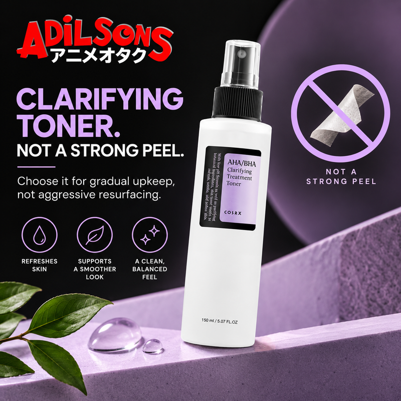 Clarifying toner positioned as a maintenance step rather than a strong peel