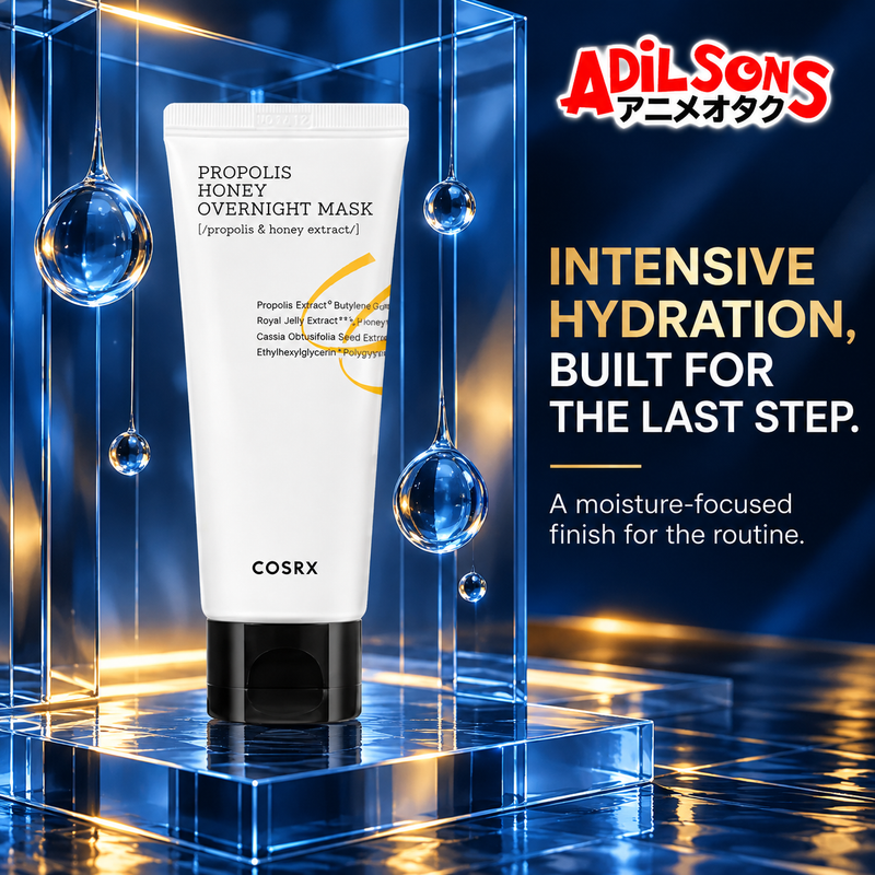 COSRX Full Fit Propolis Honey Overnight Mask ad: INTENSIVE HYDRATION, BUILT FOR THE LAST STEP.