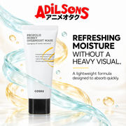 COSRX Full Fit Propolis Honey Overnight Mask ad: REFRESHING MOISTURE WITHOUT A HEAVY VISUAL.