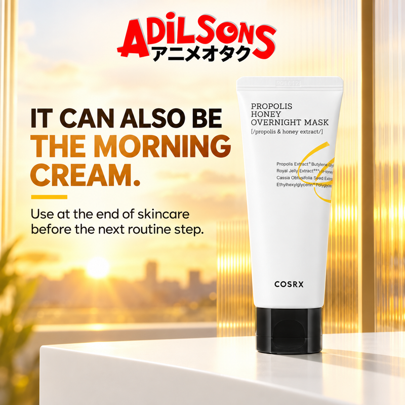 COSRX Full Fit Propolis Honey Overnight Mask ad: IT CAN ALSO BE THE MORNING CREAM.