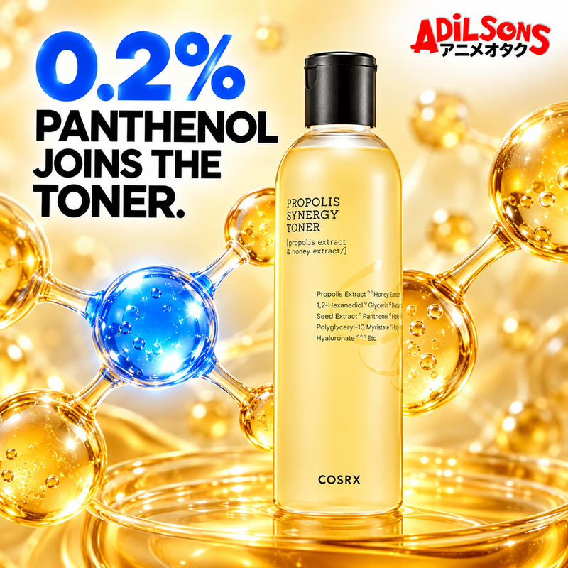 Adilsons creative for COSRX Full Fit Propolis Synergy Toner 150ml — 0.2% PANTHENOL JOINS THE TONER.