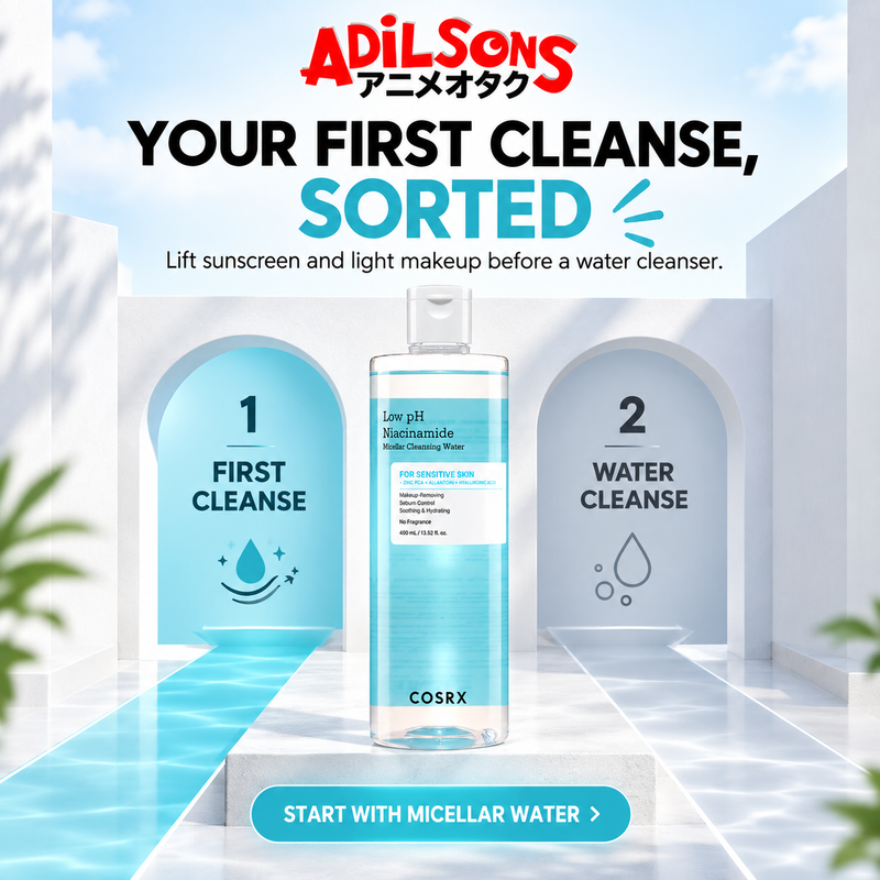 Adilsons creative for COSRX Low pH Niacinamide Micellar Cleansing Water 400ml — YOUR FIRST CLEANSE, SORTED
