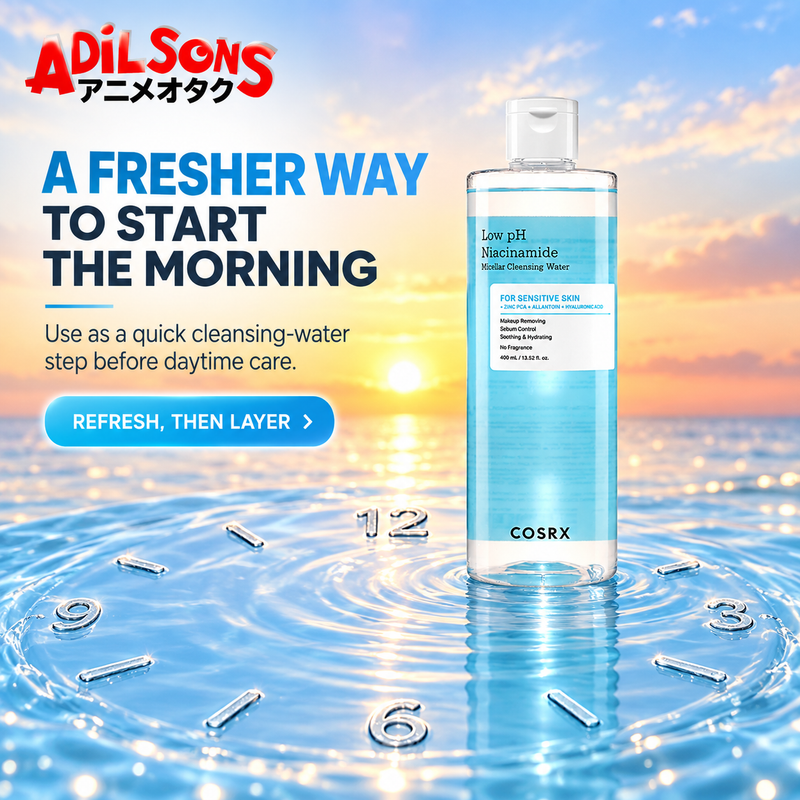 Adilsons creative for COSRX Low pH Niacinamide Micellar Cleansing Water 400ml — A FRESHER WAY TO START THE MORNING