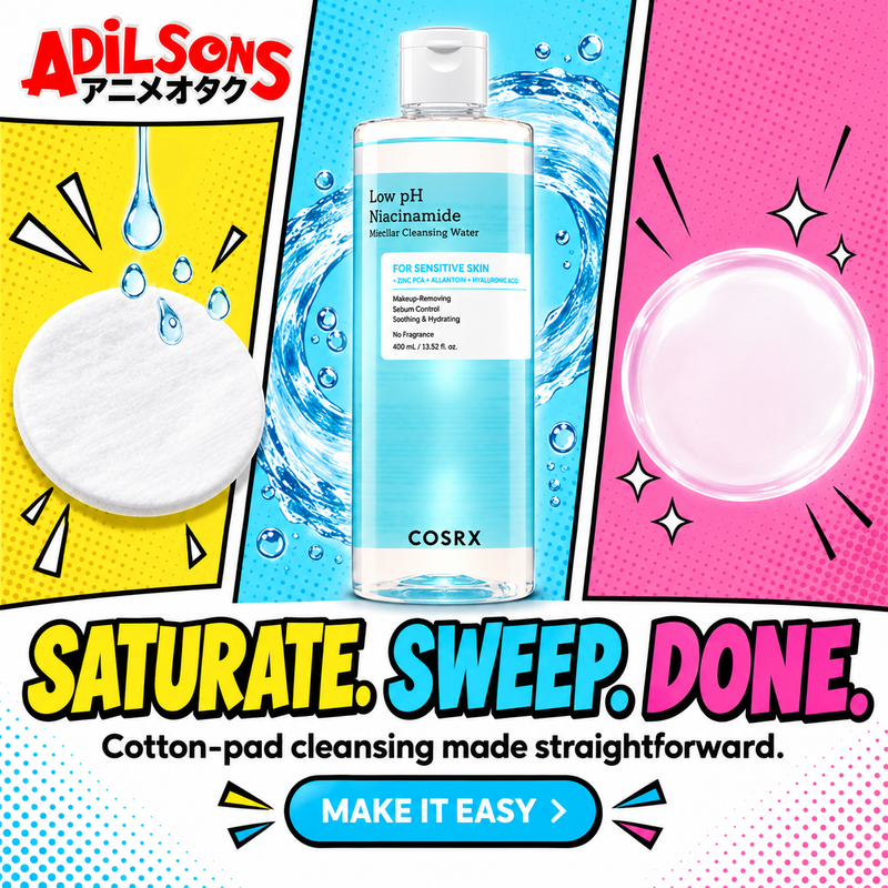 Adilsons creative for COSRX Low pH Niacinamide Micellar Cleansing Water 400ml — SATURATE. SWEEP. DONE.