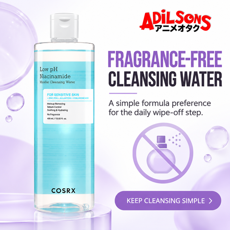Adilsons creative for COSRX Low pH Niacinamide Micellar Cleansing Water 400ml — FRAGRANCE-FREE CLEANSING WATER