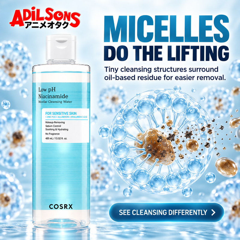 Adilsons creative for COSRX Low pH Niacinamide Micellar Cleansing Water 400ml — MICELLES DO THE LIFTING