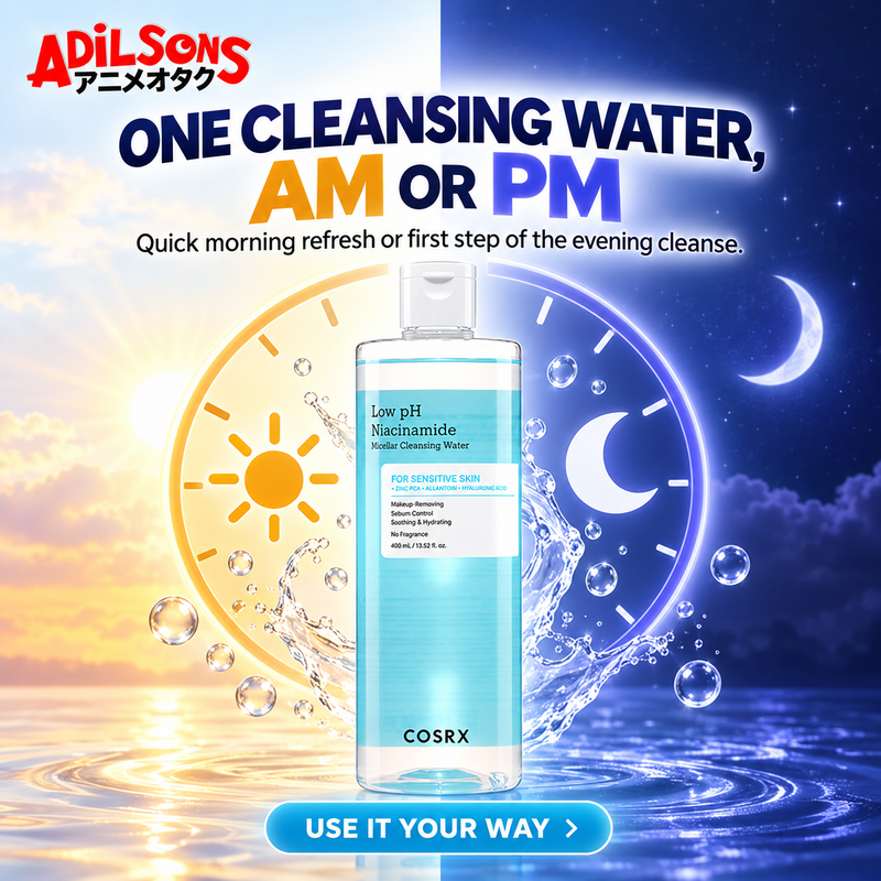 Adilsons creative for COSRX Low pH Niacinamide Micellar Cleansing Water 400ml — ONE CLEANSING WATER, AM OR PM