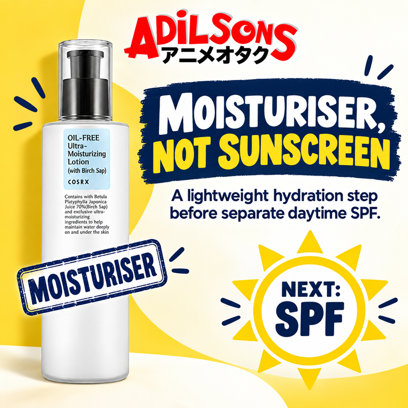 Adilsons Beauty COSRX Oil-Free Ultra-Moisturizing Lotion with Birch Sap 100ml ad: MOISTURISER, NOT SUNSCREEN / A lightweight hydration step before separate daytime SPF.