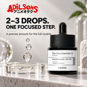 Two to three drops as one focused serum step