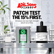 Patch test the high-strength 15% serum first
