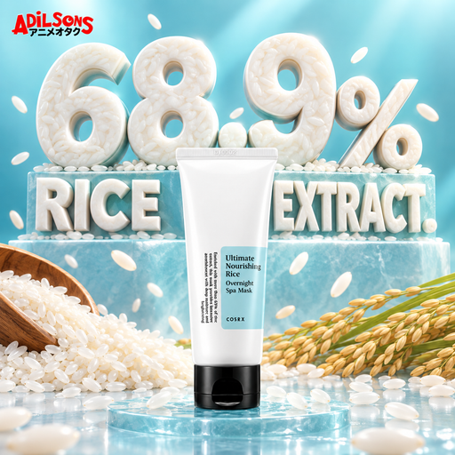 Adilsons creative for COSRX Ultimate Nourishing Rice Overnight Spa Mask 60ml — 68.9% RICE EXTRACT.